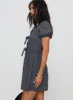 Nurture Bow Mini Dress Navy Check sold by Princess Polly
