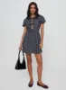 Nurture Bow Mini Dress Navy Check sold by Princess Polly