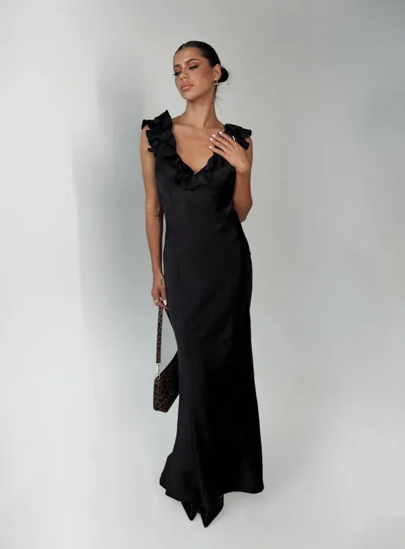 Butacup Frill Maxi Dress Black sold by Princess Polly