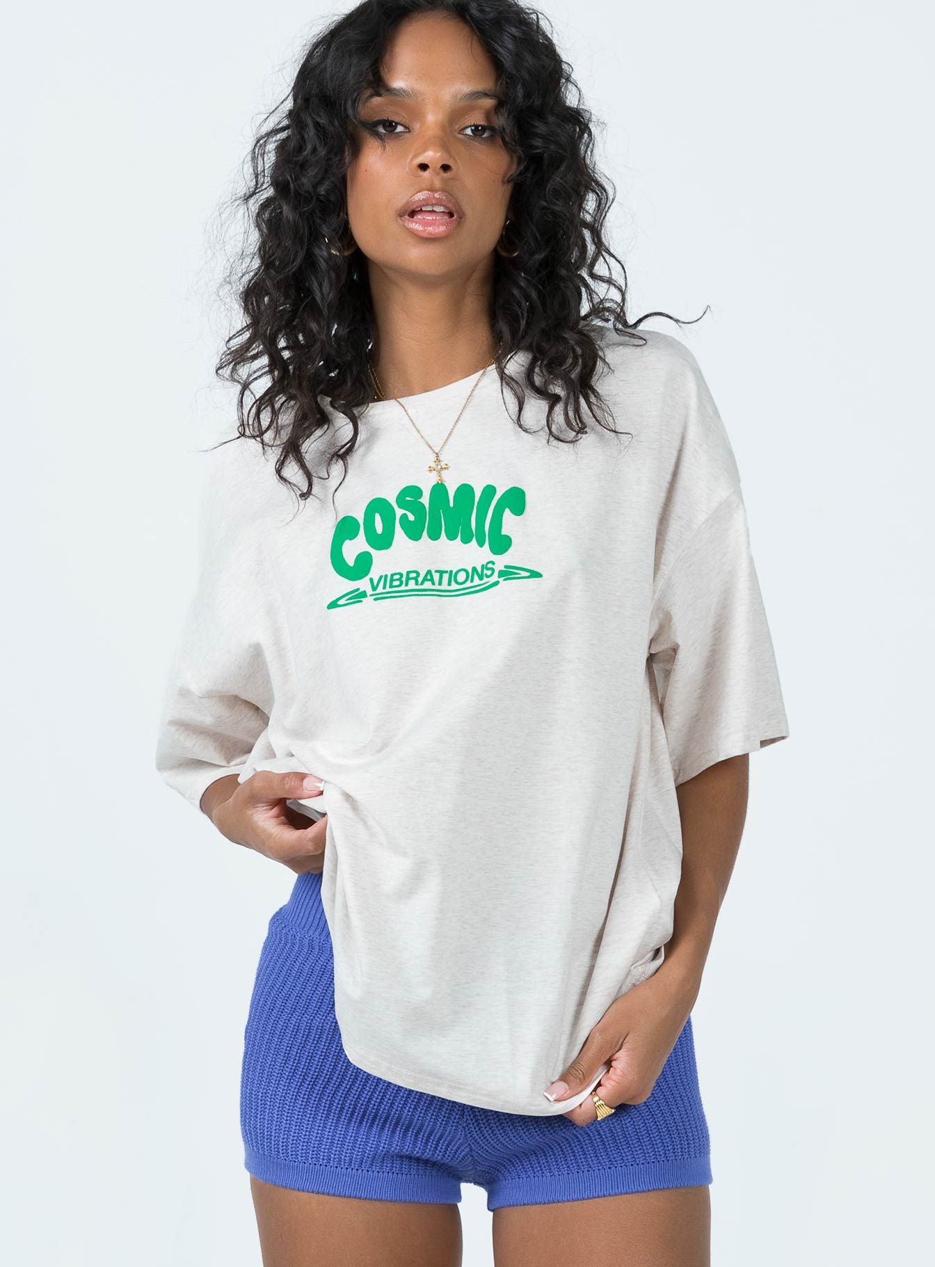 Cosmic Puff Tee Grey / Green sold by Princess Polly product image thumbnail 2
