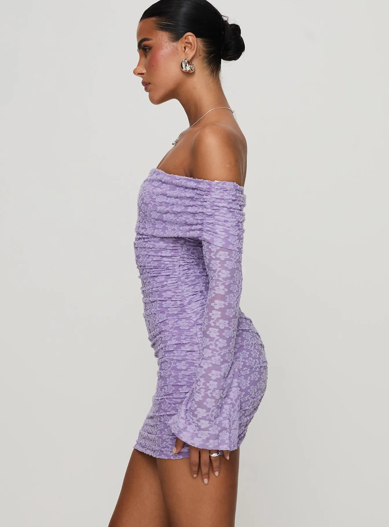 Intereste Long Sleeve Mini Dress Purple sold by Princess Polly product image thumbnail 3
