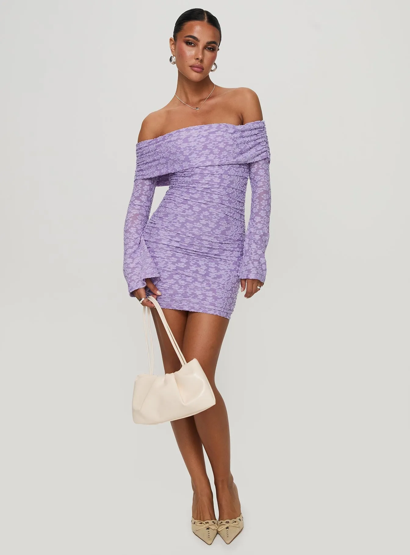 Intereste Long Sleeve Mini Dress Purple sold by Princess Polly product image thumbnail 2