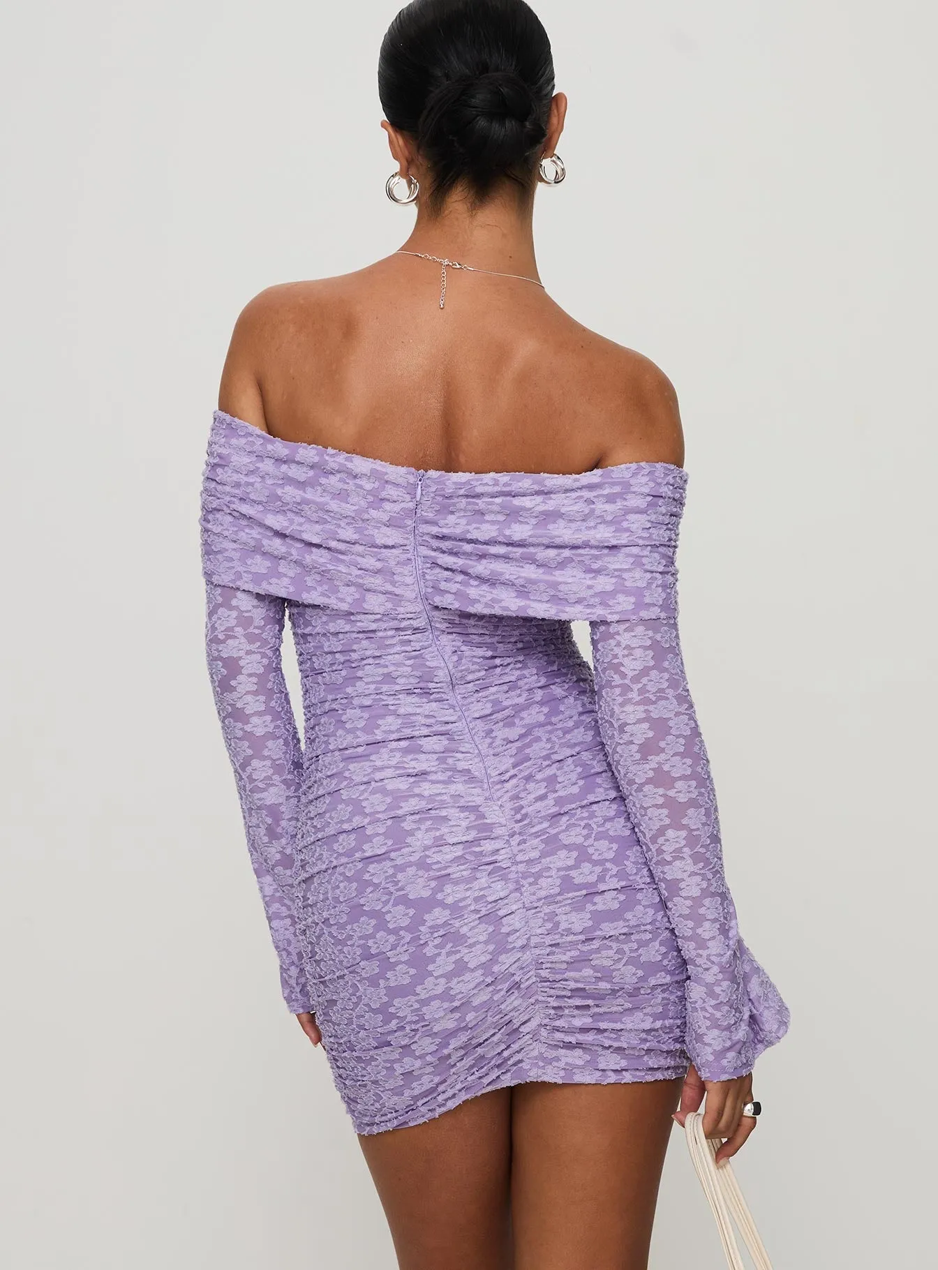 Intereste Long Sleeve Mini Dress Purple sold by Princess Polly product image thumbnail 4