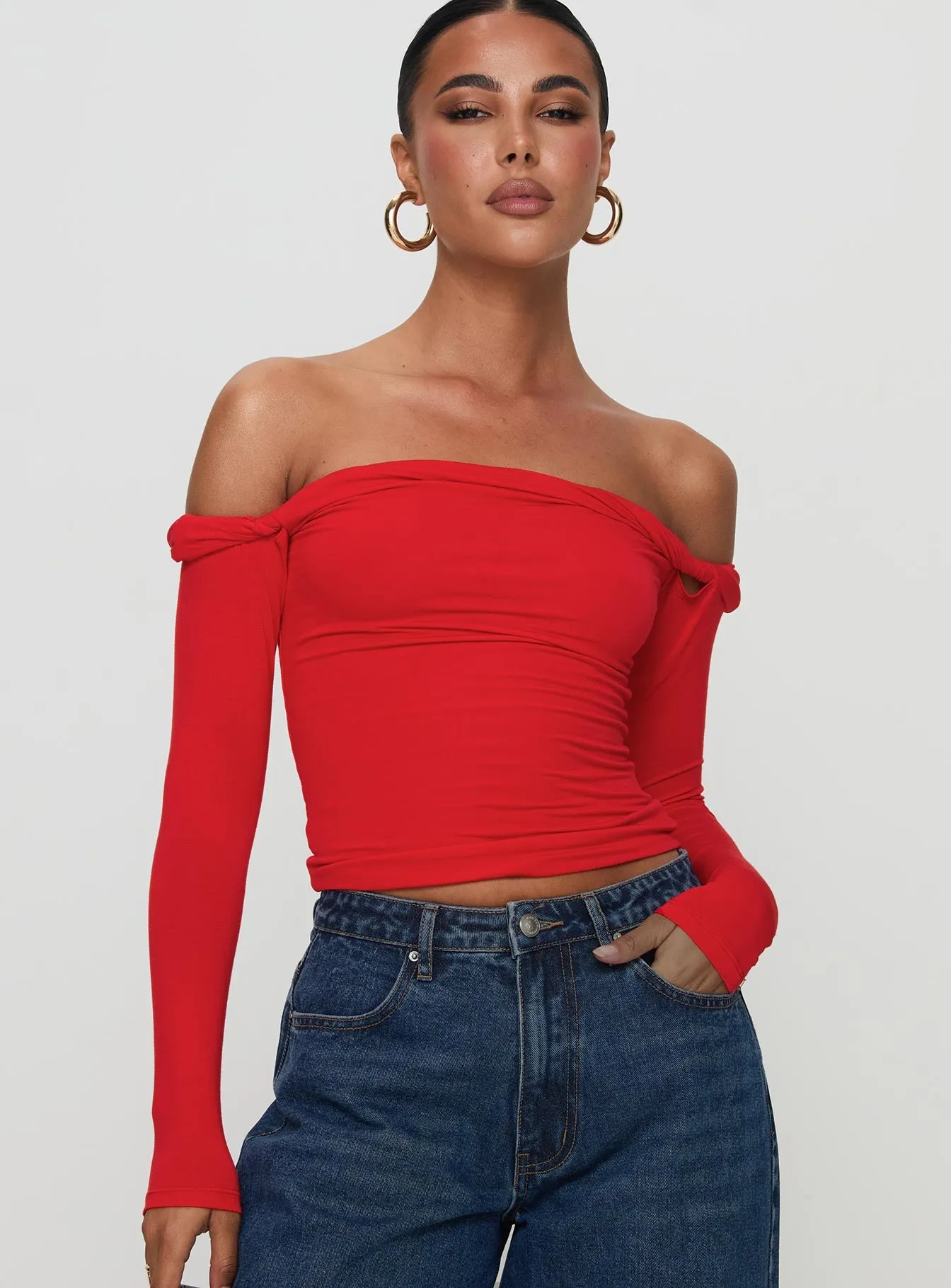 Dusky Long Sleeve Top Red sold by Princess Polly product image thumbnail 2