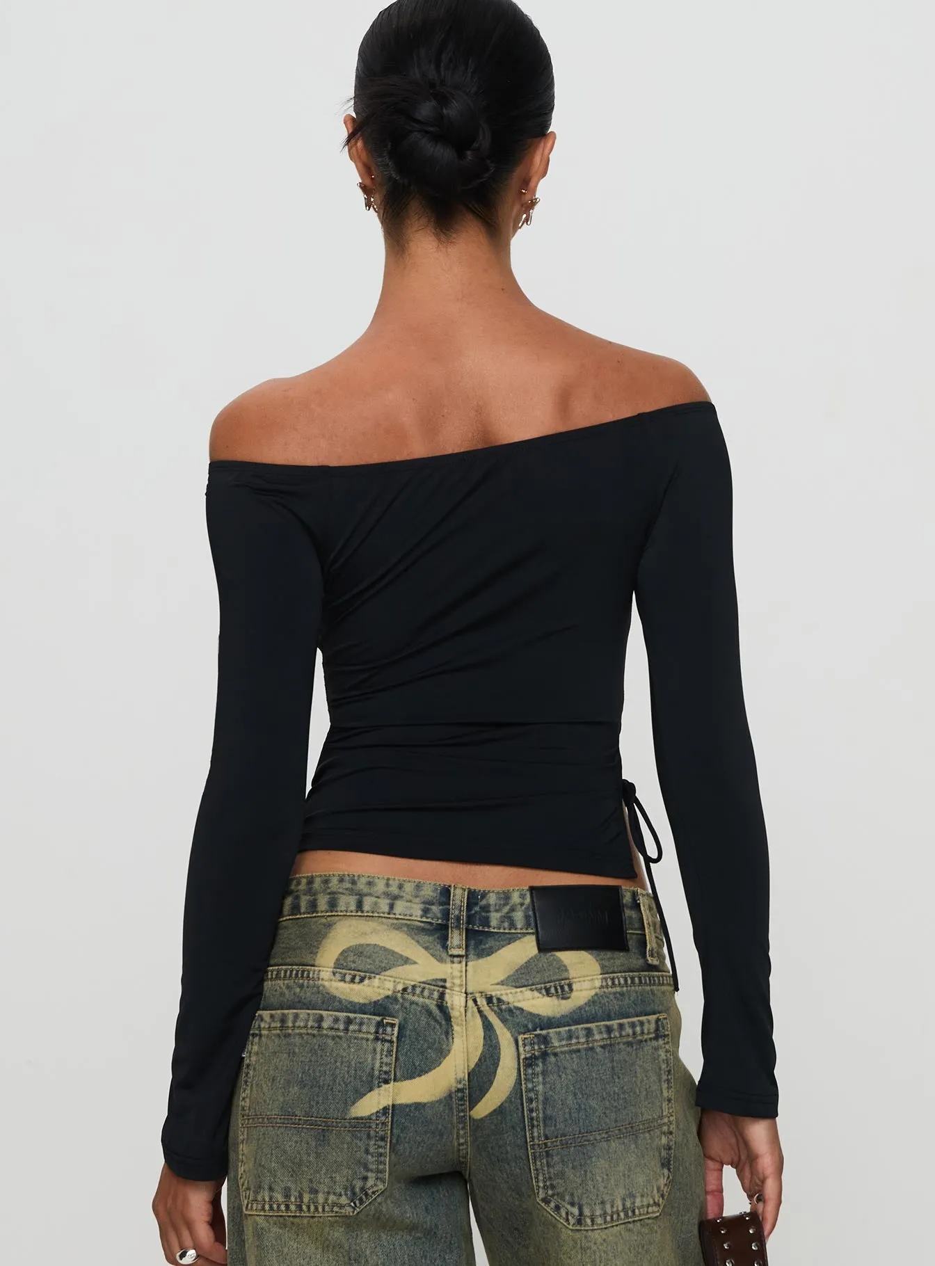 Endellion Off Shoulder Long Sleeve Top Black sold by Princess Polly product image thumbnail 5