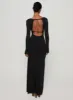 Lezure Plunge Long Sleeve Maxi Dress Black sold by Princess Polly