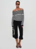 Danyel Off The Shoulder Sweater Black / White Stripe sold by Princess Polly