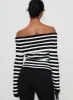 Danyel Off The Shoulder Sweater Black / White Stripe sold by Princess Polly