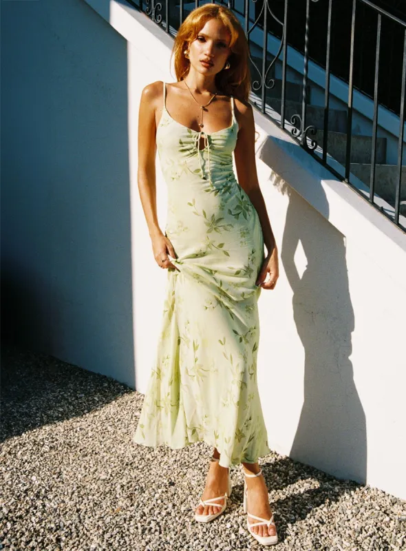 Lauraline Maxi Dress Green / Floral sold by Princess Polly