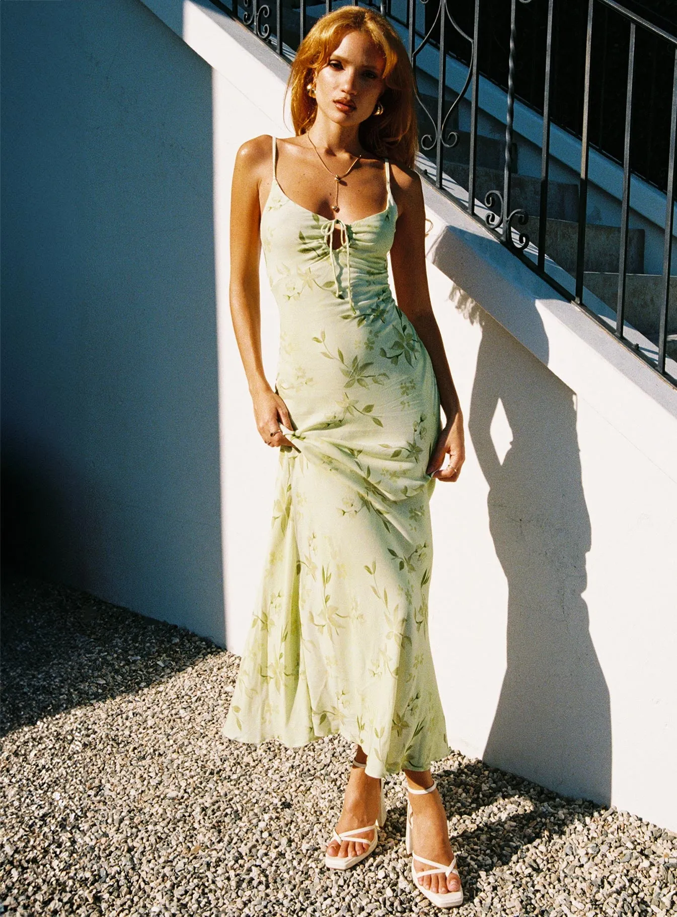Lauraline Maxi Dress Green / Floral sold by Princess Polly