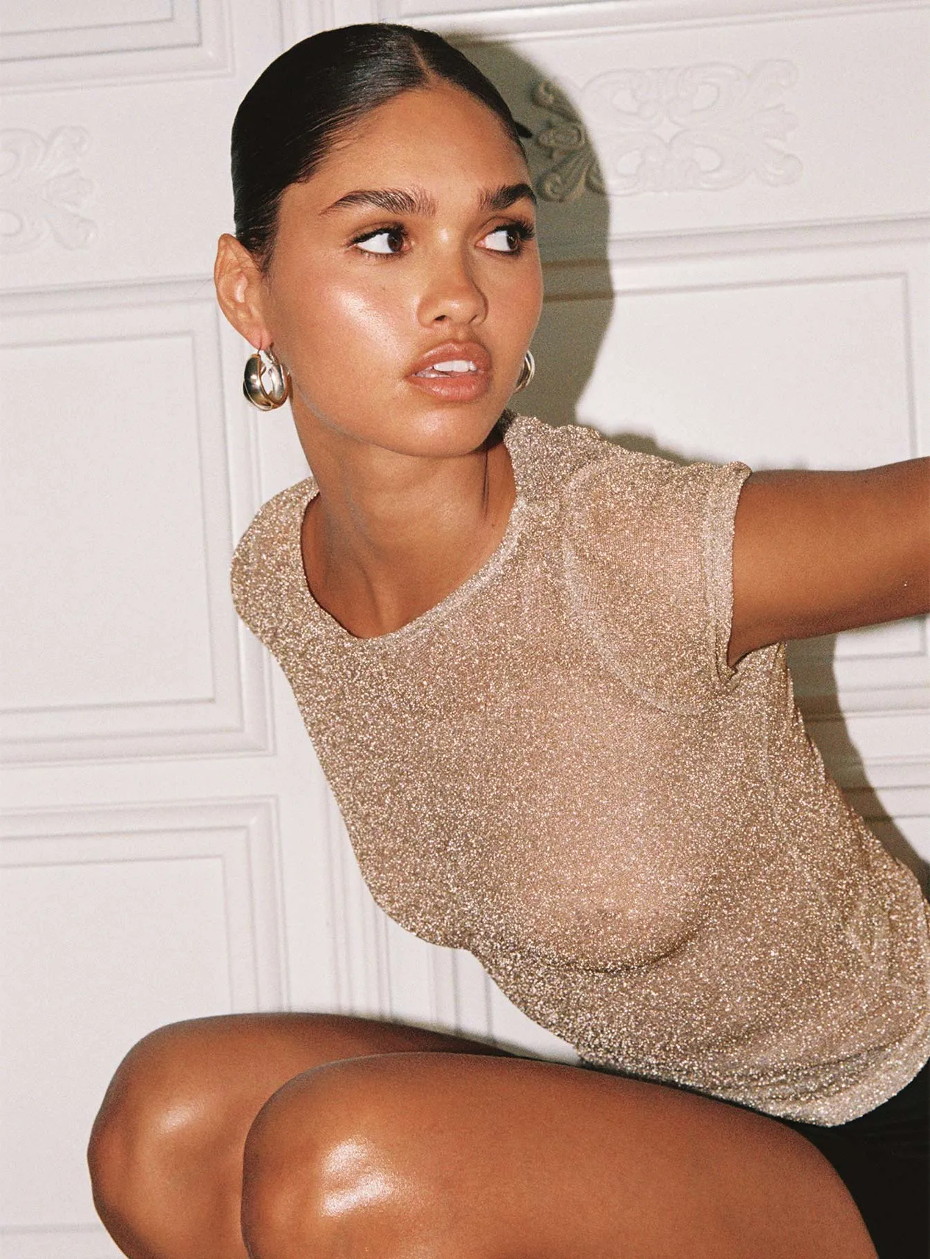 Crystal Clear Mesh Top Rose Gold sold by Princess Polly