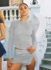 Flattered Shimmer Mini Skirt Silver sold by Princess Polly