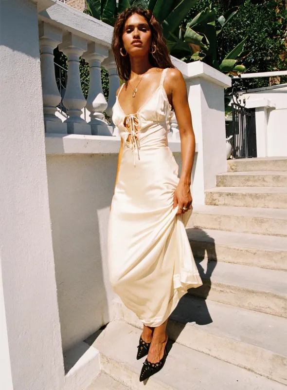 Aphrodyte Lace Maxi Dress Cream sold by Princess Polly