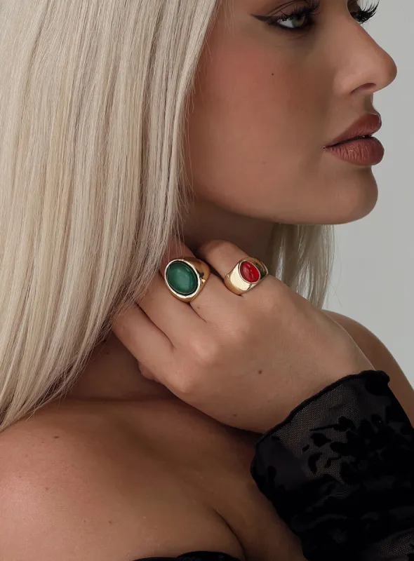 Best Interest Ring Set Gold sold by Princess Polly