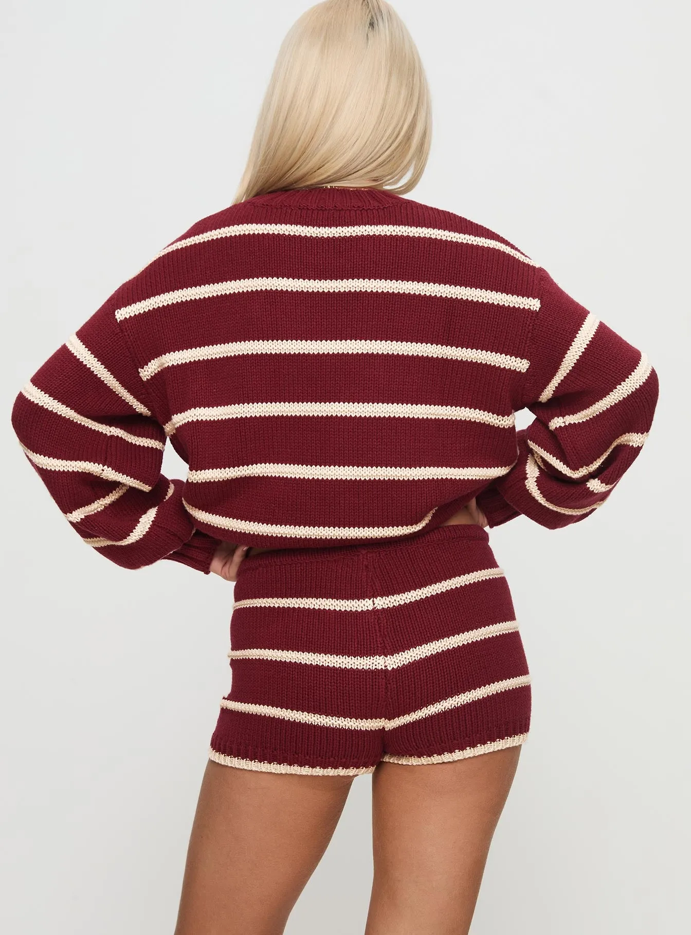 Read Your Mind Knit Short Maroon Stripe sold by Princess Polly product image thumbnail 5