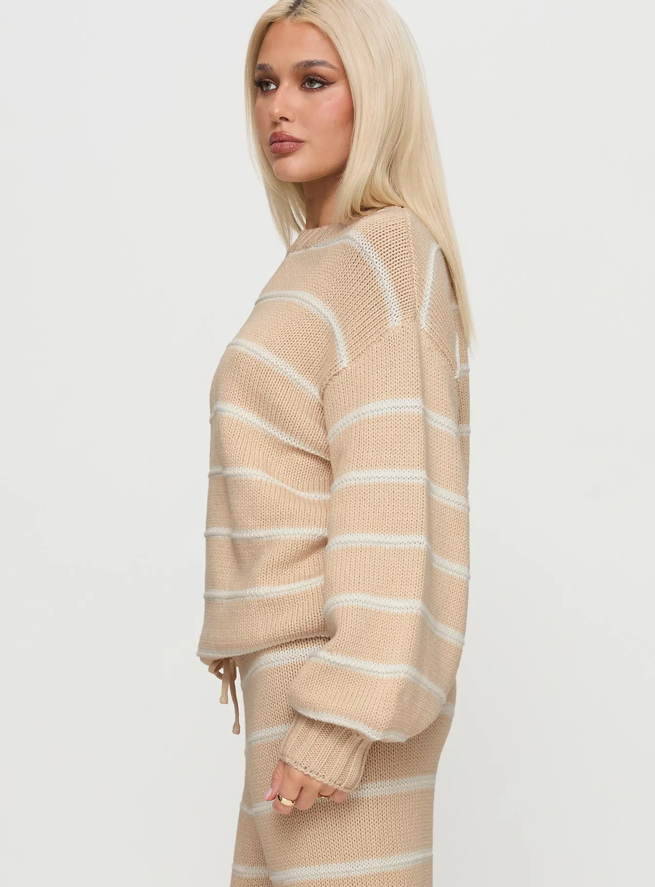 Read Your Mind Knit Sweater Cream Stripe sold by Princess Polly product image thumbnail 4