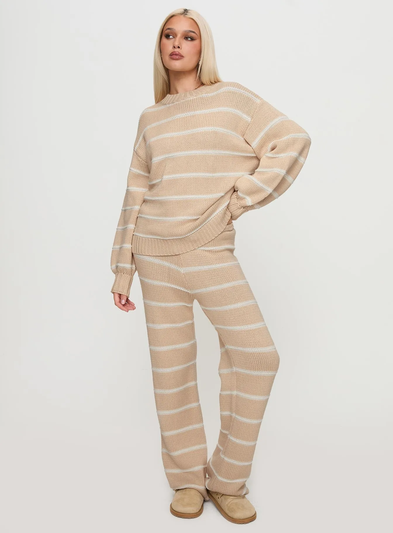 Read Your Mind Knit Sweater Cream Stripe sold by Princess Polly product image thumbnail 2