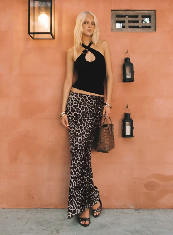 Ergo Maxi Skirt Leopard Tall sold by Princess Polly
