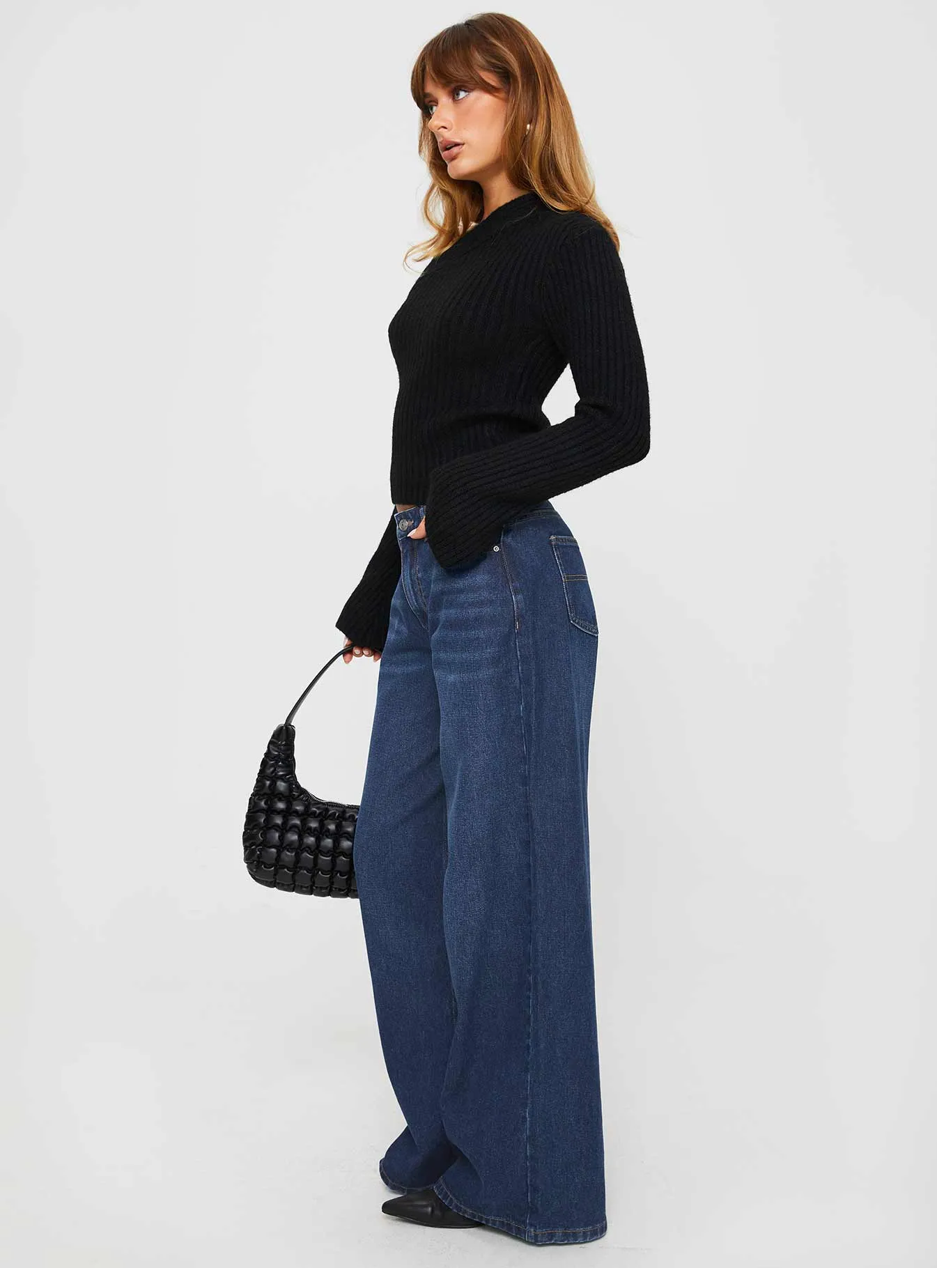 Naylor Mid Rise Wide Leg Jeans Mid Blue Denim Petite sold by Princess Polly product image thumbnail 4