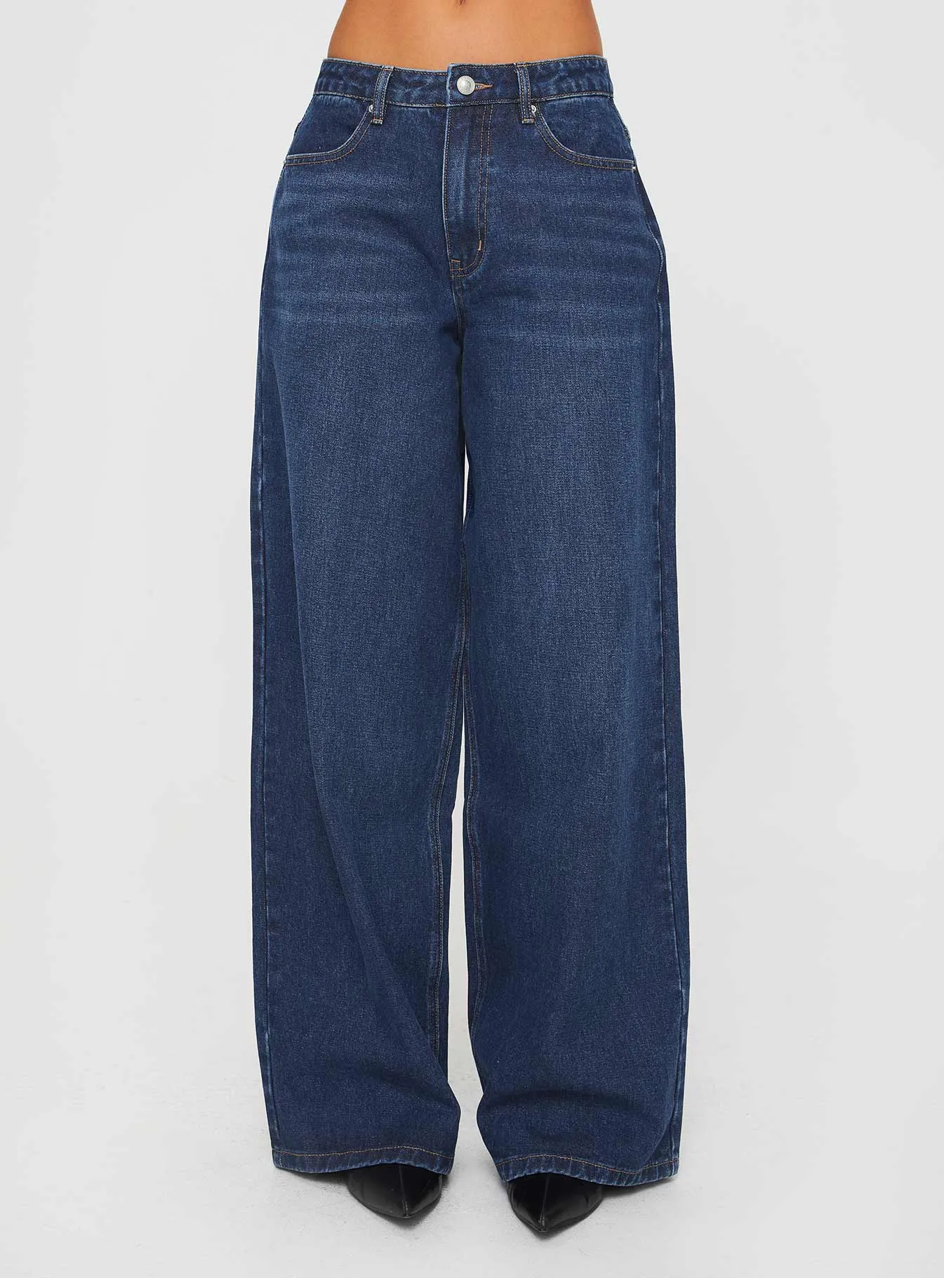 Naylor Mid Rise Wide Leg Jeans Mid Blue Denim Petite sold by Princess Polly product image thumbnail 2