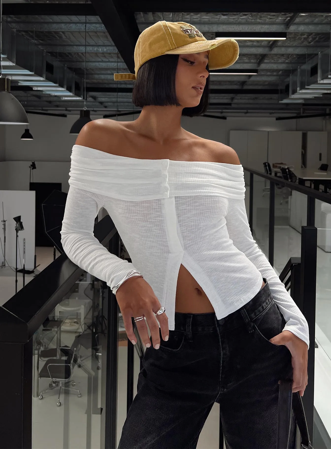 Victorea Off Shoulder Top White sold by Princess Polly