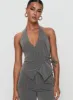 Calexico Buckle Halter Top Grey Pinstripe sold by Princess Polly
