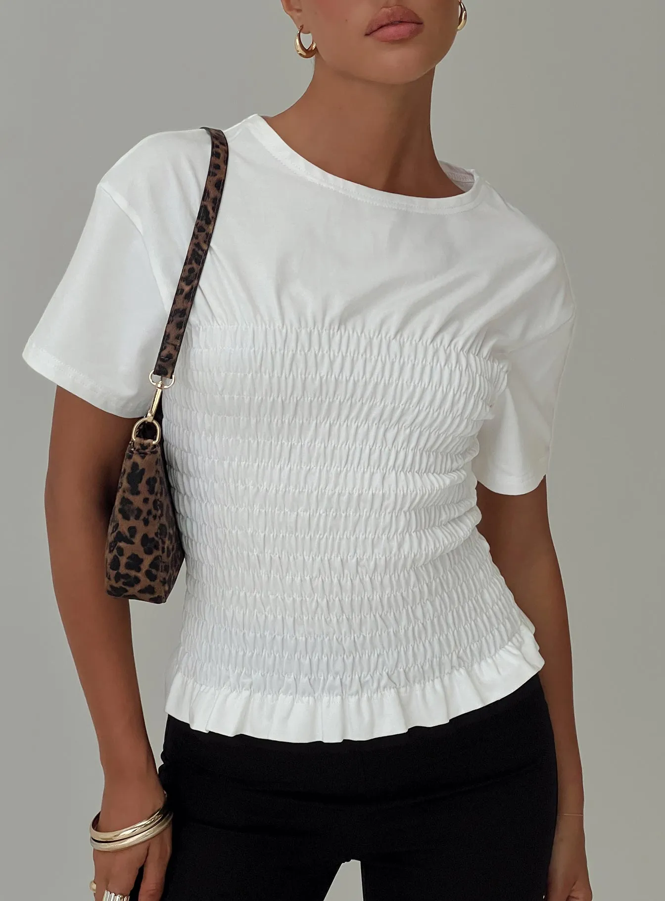 Maybe Tomorrow Ruched Top White sold by Princess Polly