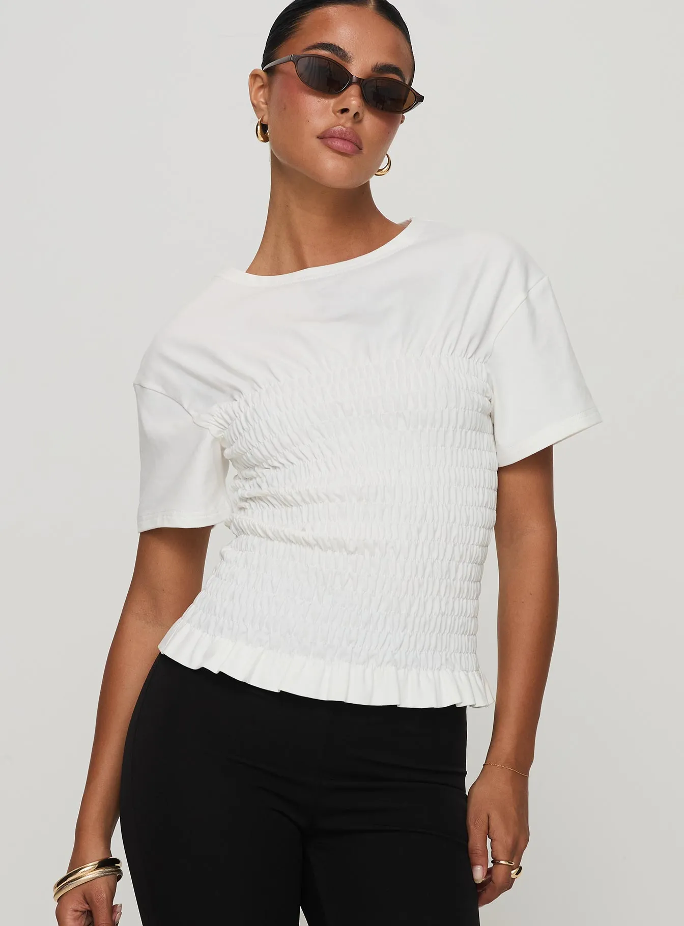 Maybe Tomorrow Ruched Top White sold by Princess Polly product image thumbnail 2