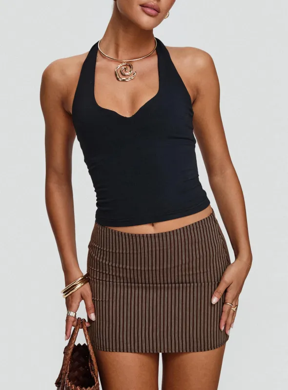 Rozetti Mini Skirt Brown Stripe sold by Princess Polly