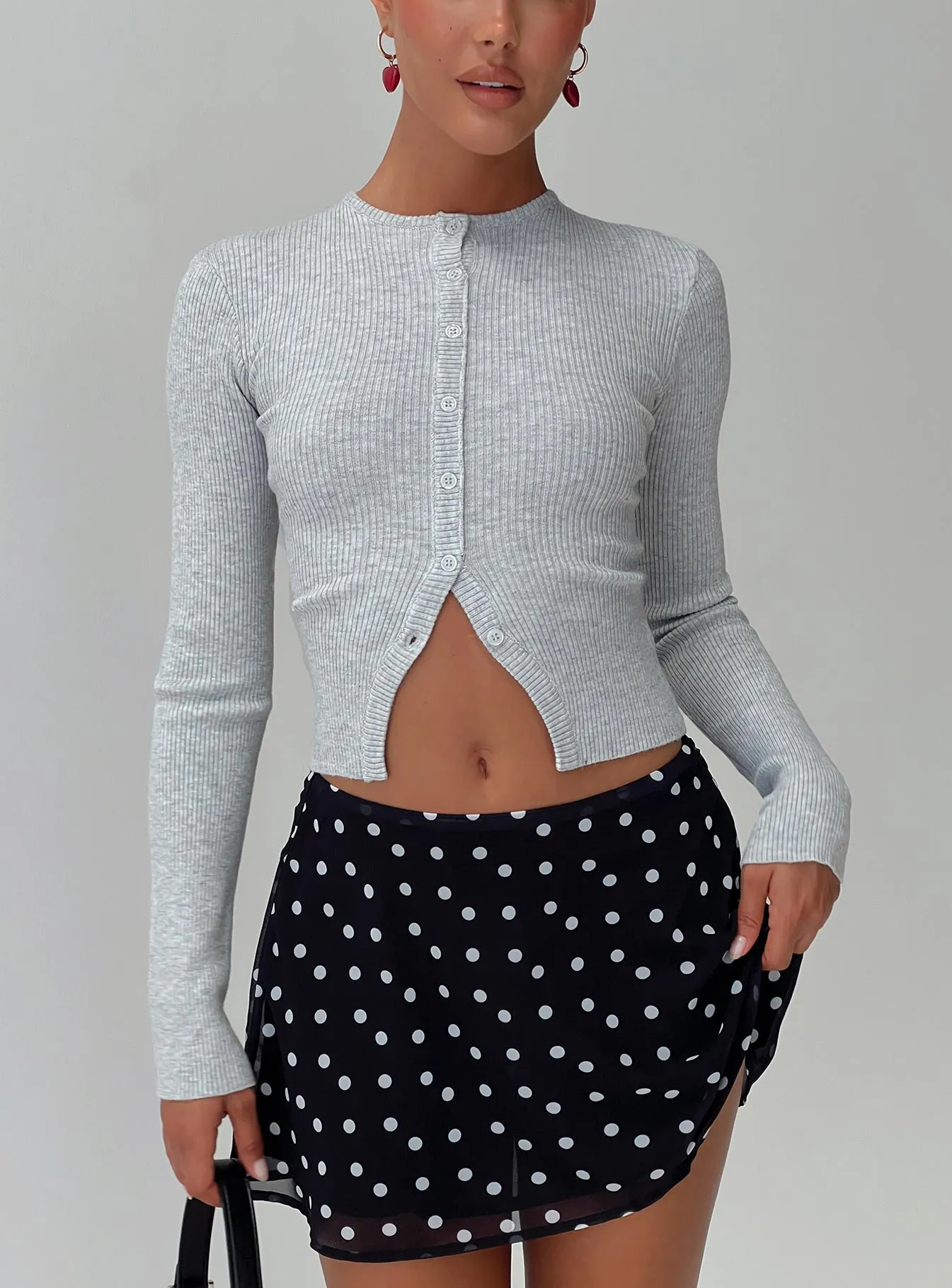 Suzu Long Sleeve Knit Top Grey sold by Princess Polly