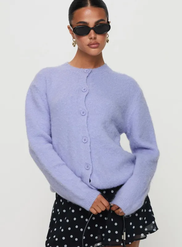 Alyse Mohair Cardigan Lilac sold by Princess Polly