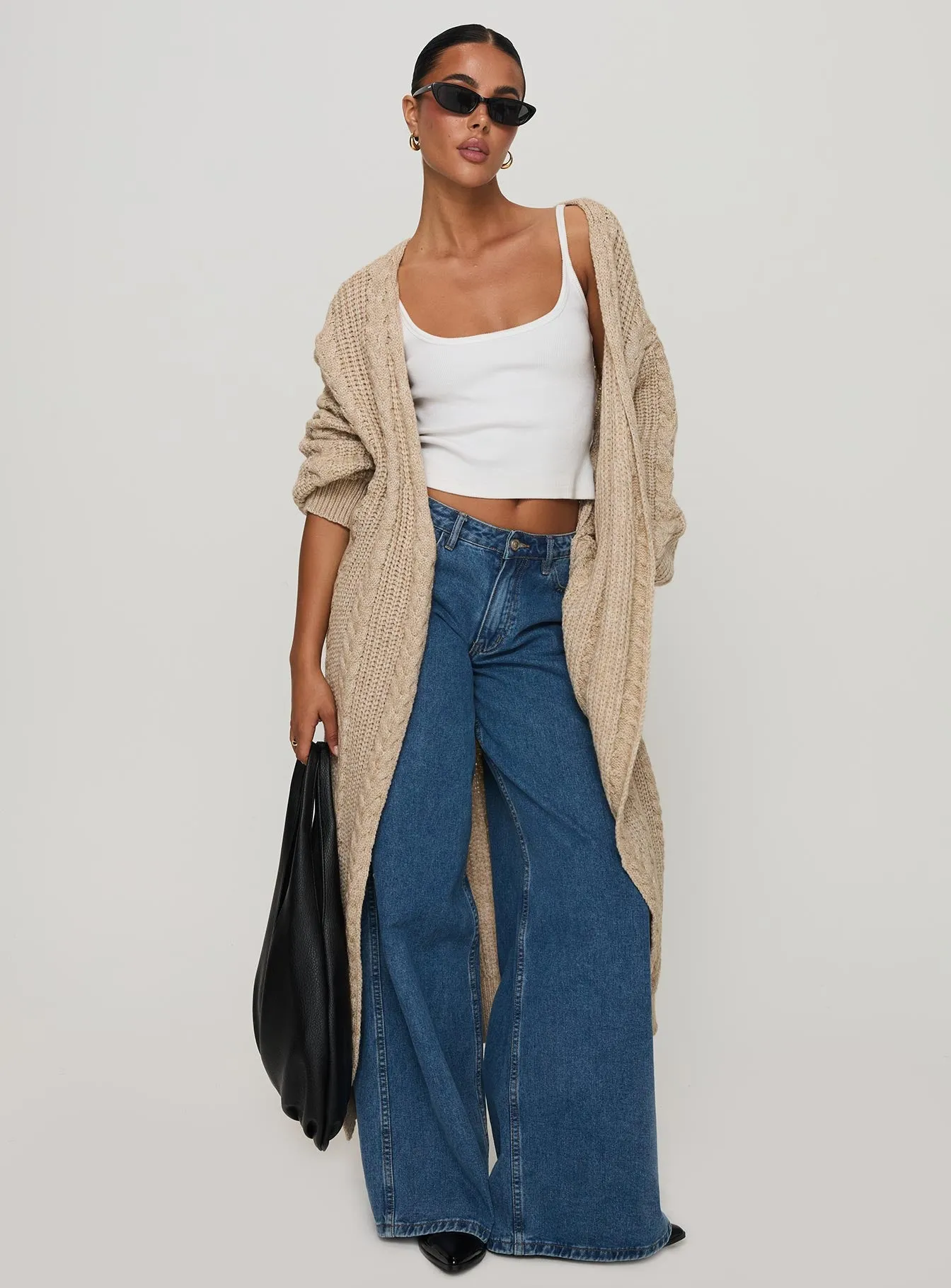 Orkid Cable Knit Cardigan Beige sold by Princess Polly