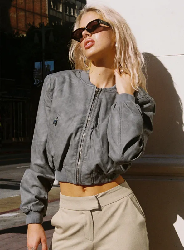 Allure Faux Leather Bomber Jacket Cloud sold by Princess Polly