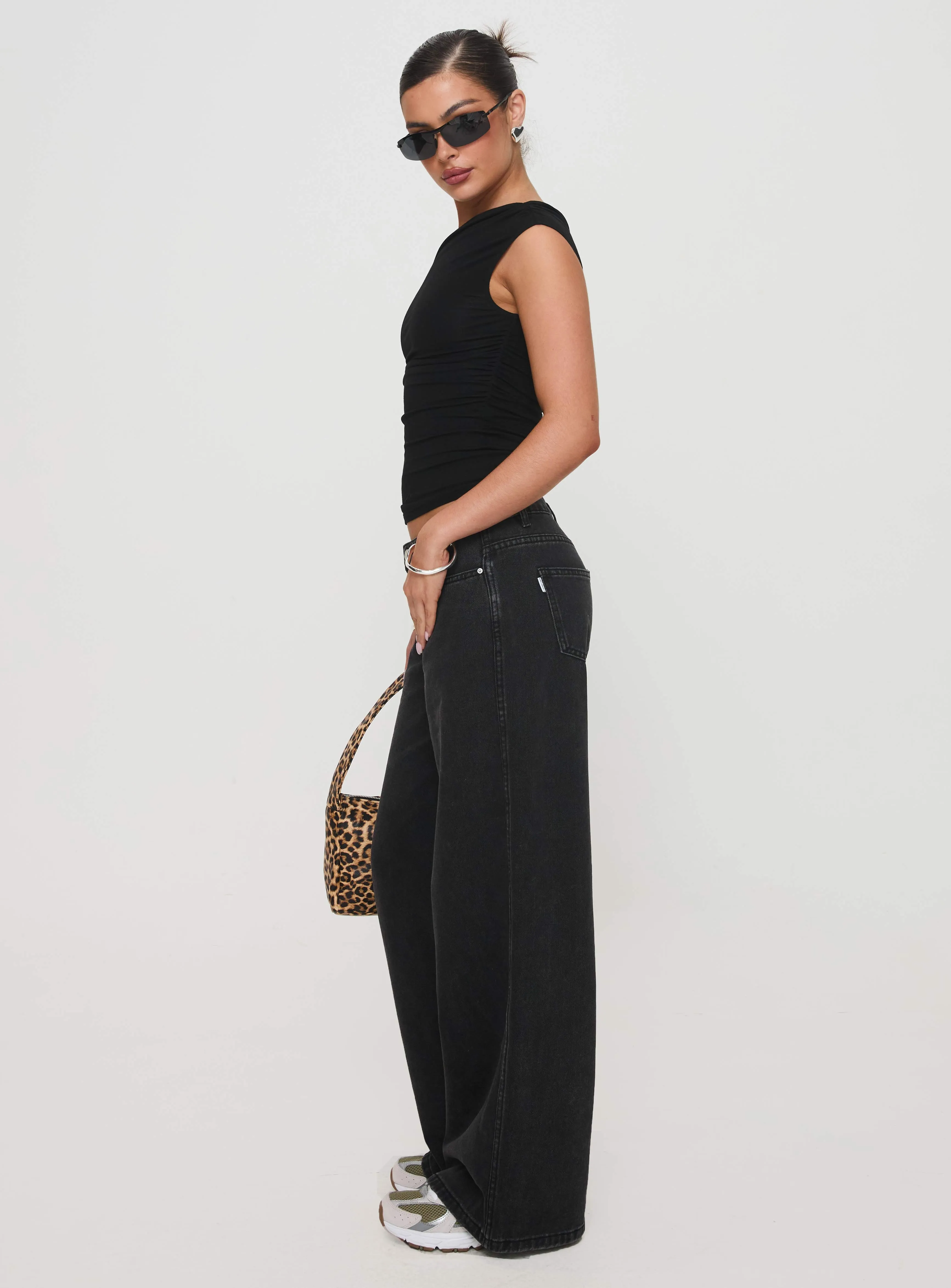 Ramos Low Rise Denim Jeans Washed Black Tall sold by Princess Polly product image thumbnail 4