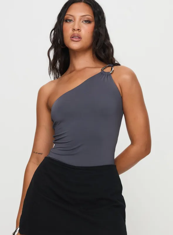 Talija One Shoulder Bodysuit Slate sold by Princess Polly