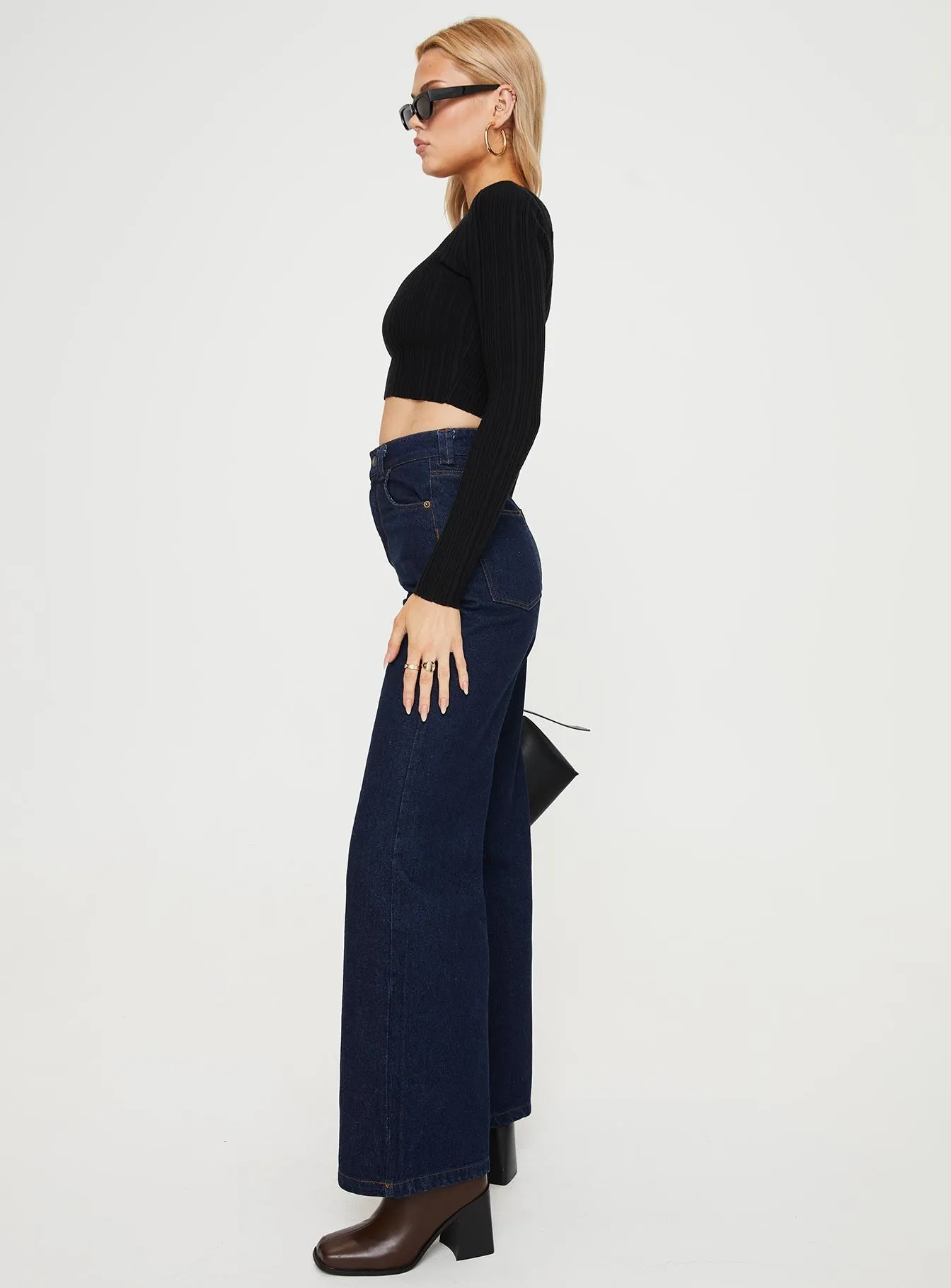 Zephee Wide Leg Jeans Dark Wash sold by Princess Polly product image thumbnail 4