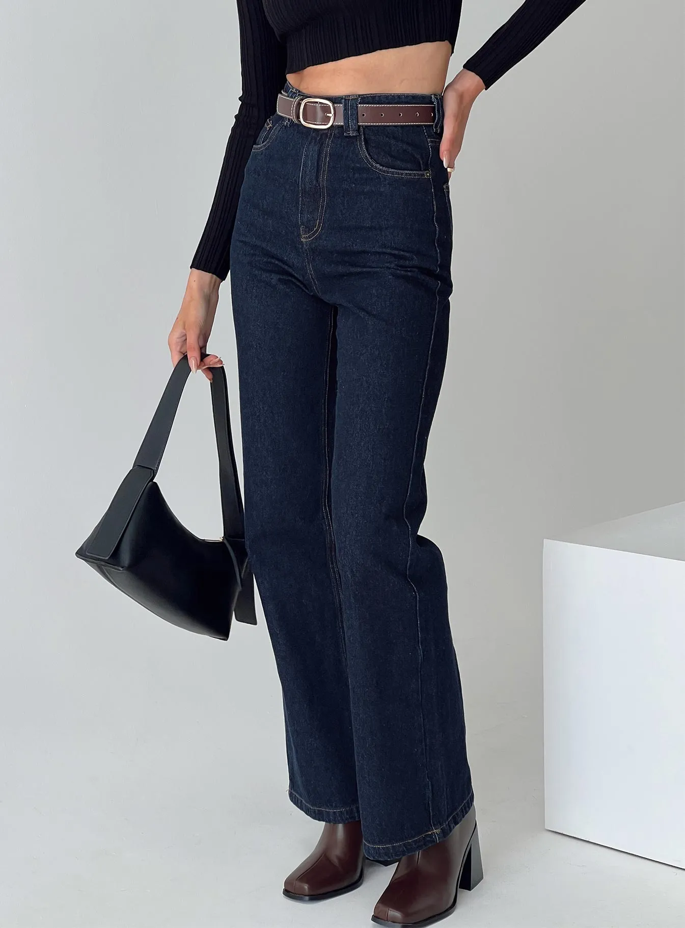 Zephee Wide Leg Jeans Dark Wash sold by Princess Polly
