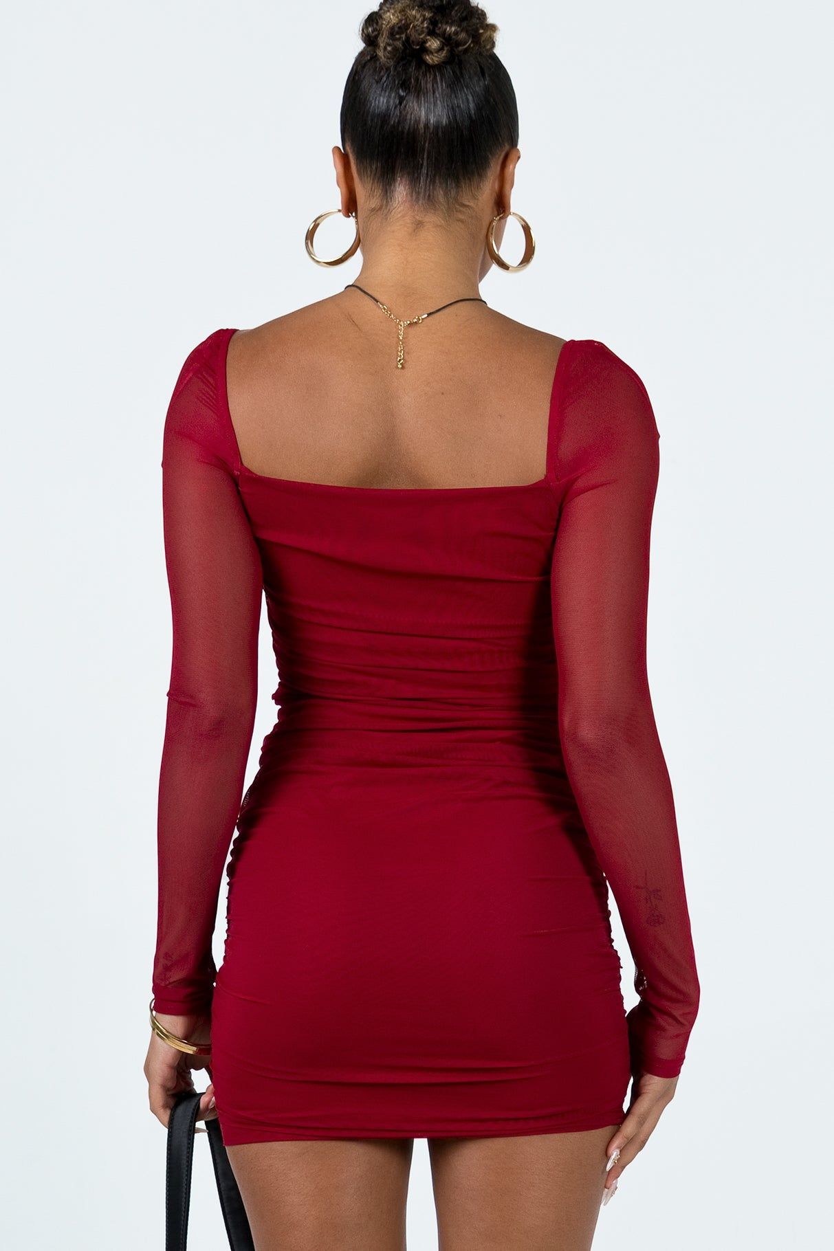 Charvi Long Sleeve Mini Dress Burgundy sold by Princess Polly product image thumbnail 4