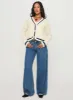 Tavian Knit Cardigan Navy / Cream sold by Princess Polly