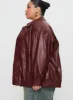 Devija Faux Leather Jacket Burgundy Curve sold by Princess Polly