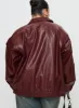 Devija Faux Leather Jacket Burgundy Curve sold by Princess Polly