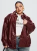 Devija Faux Leather Jacket Burgundy Curve sold by Princess Polly