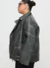 Magnets Faux Leather Jacket Washed Charcoal Curve sold by Princess Polly