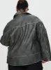 Magnets Faux Leather Jacket Washed Charcoal Curve sold by Princess Polly