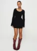 Best Interest Long Sleeve Mini Dress Black Tall sold by Princess Polly