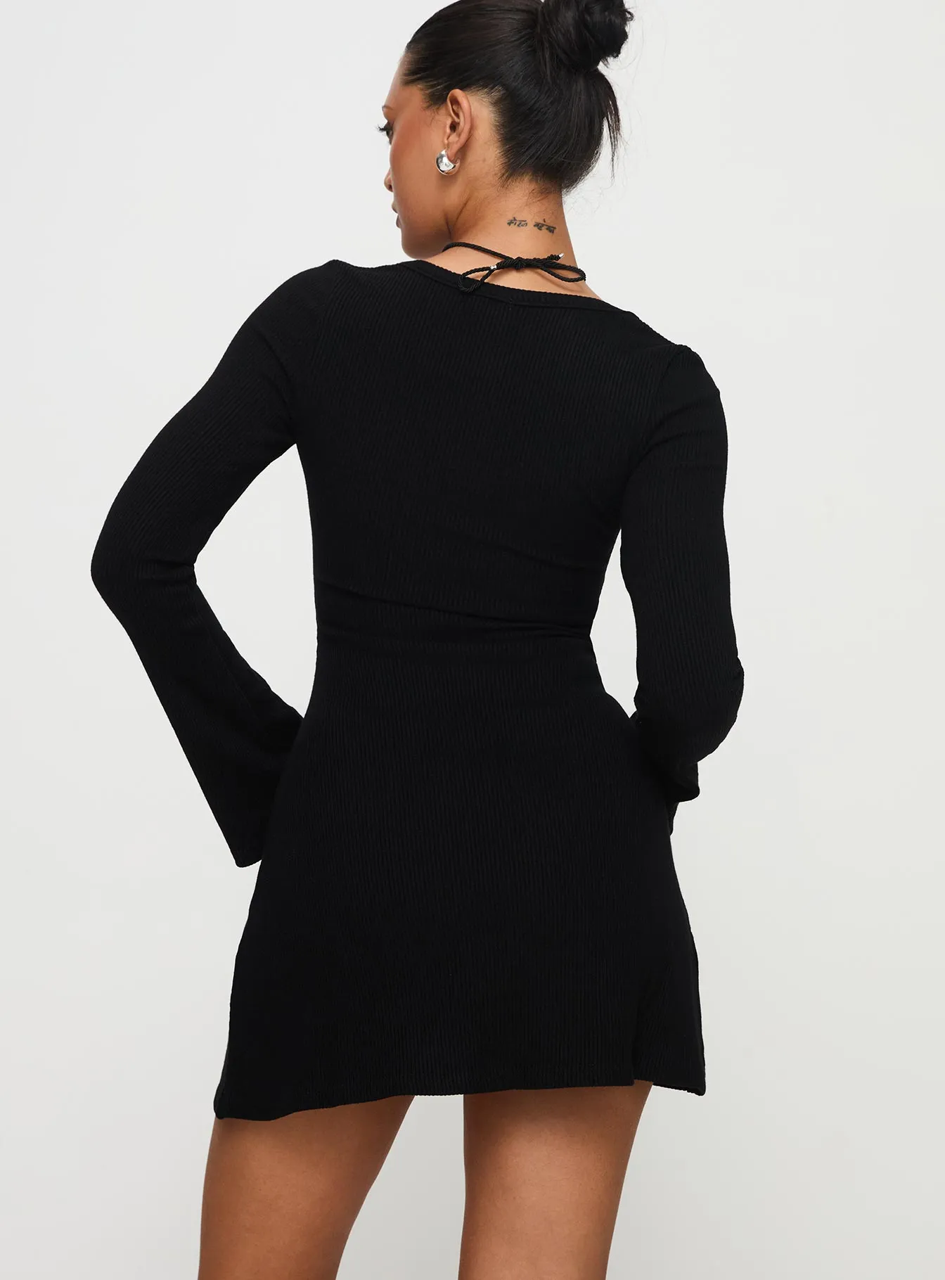 Best Interest Long Sleeve Mini Dress Black Tall sold by Princess Polly product image thumbnail 4