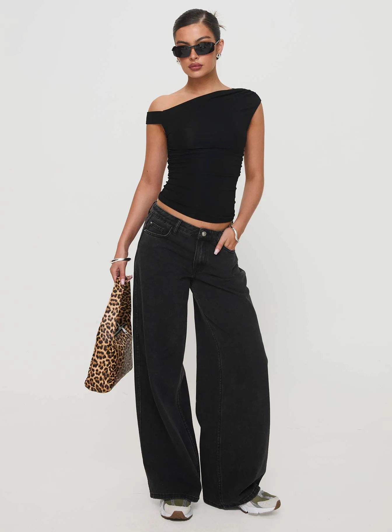 Ramos Low Rise Straight Leg Jeans Washed Black Petite sold by Princess Polly product image thumbnail 3