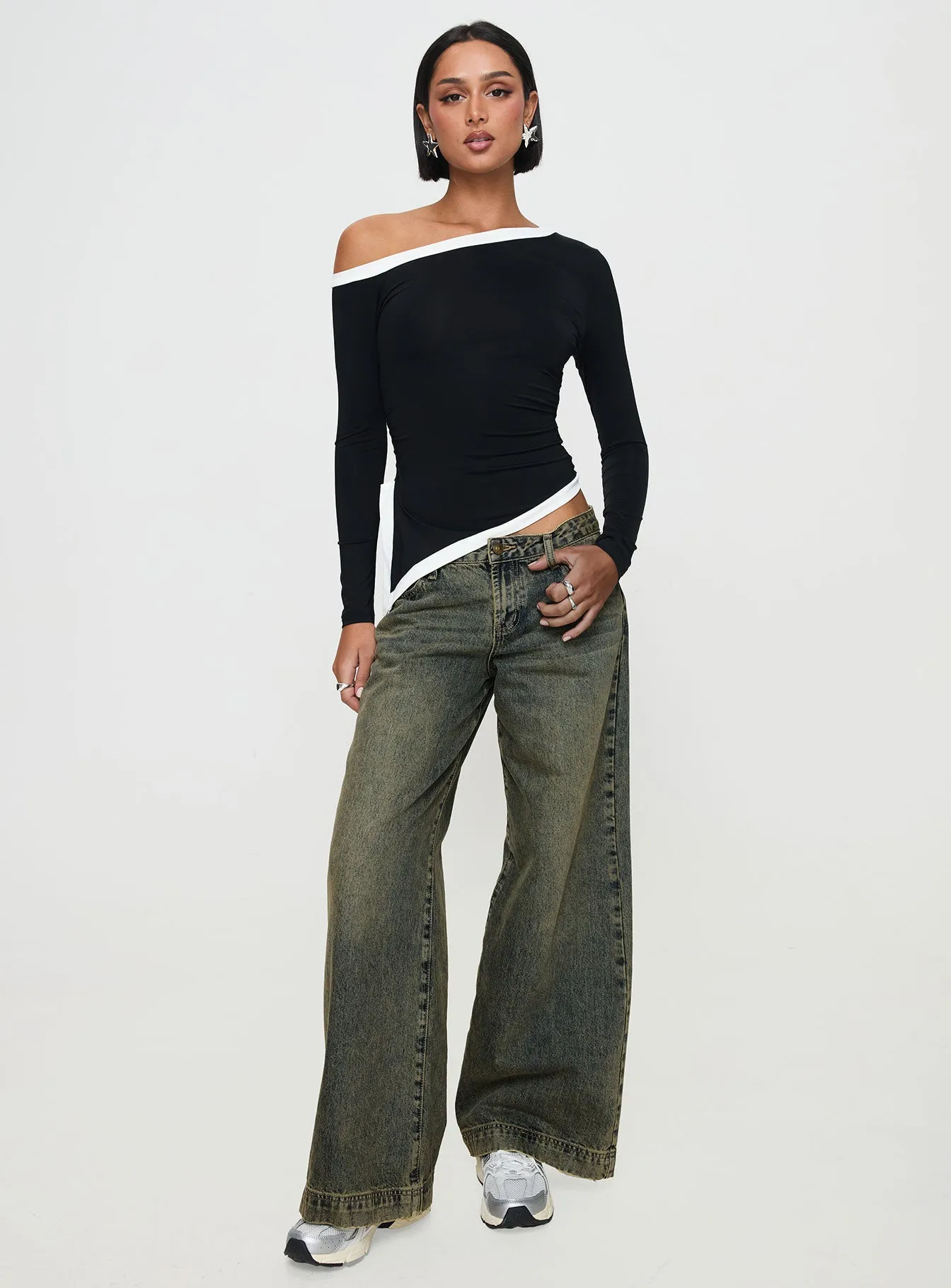 Fake Smile Long Sleeve Top Black sold by Princess Polly product image thumbnail 3