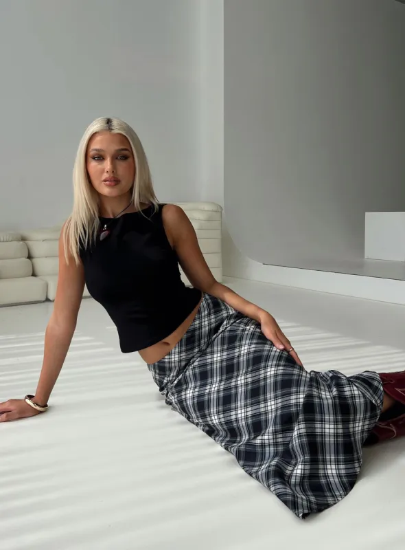 Everlie Low Waist Maxi Skirt Check Multi sold by Princess Polly