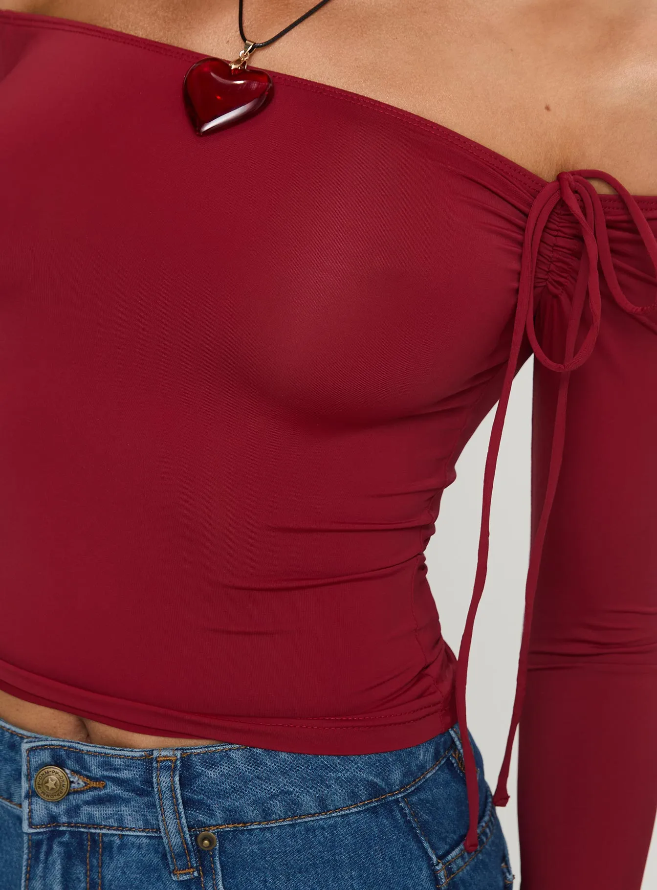 Where You At Off Shoulder Long Sleeve Top Red sold by Princess Polly product image thumbnail 5